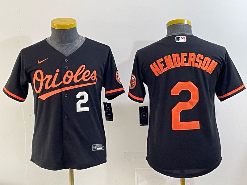 Youth 2025 Baltimore Orioles #2 Henderson Black Nike MLB Jersey 08